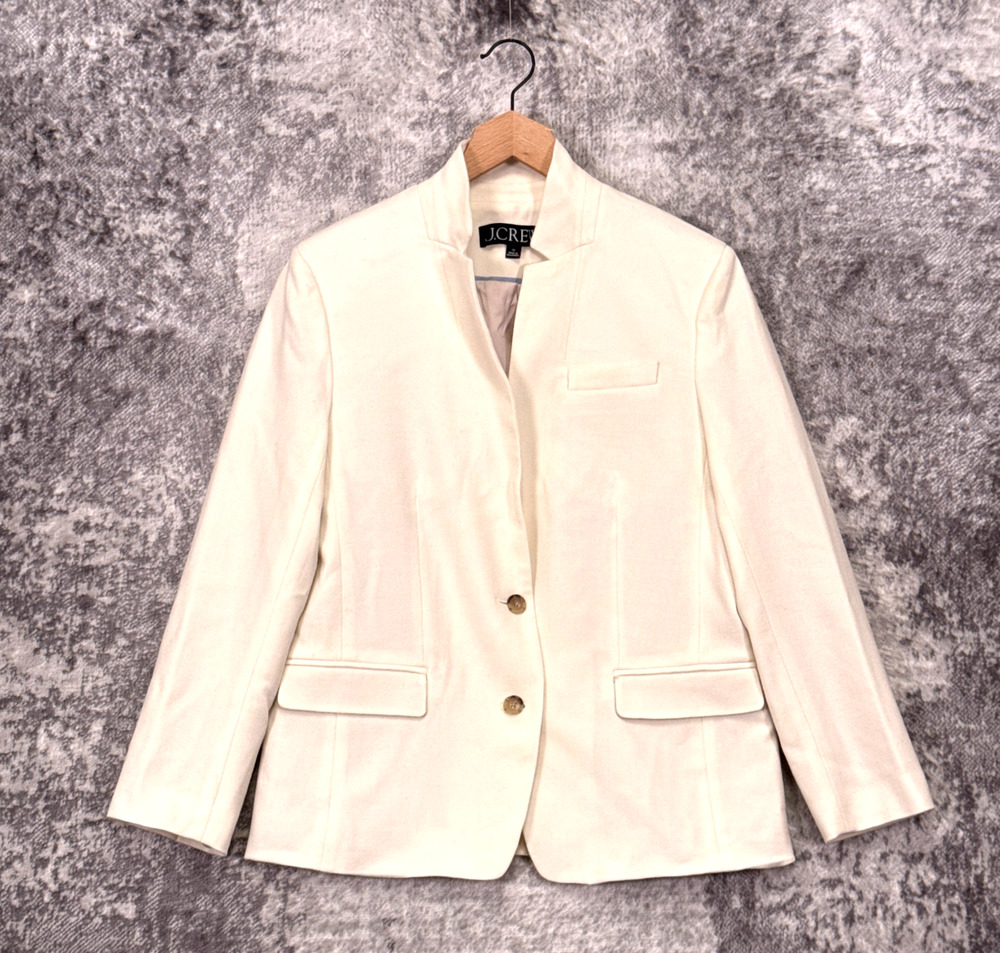 J Crew Standing Collar Blazer Jacket 12 Womens Wool Flannel